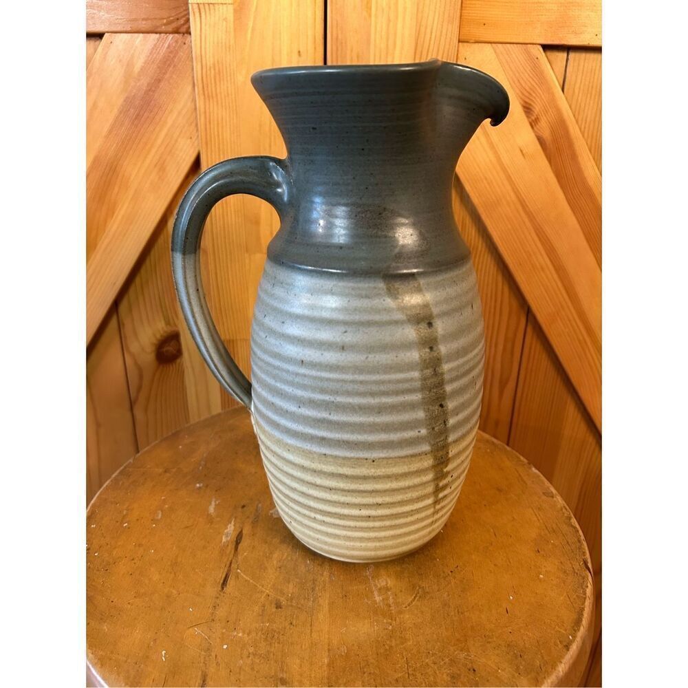Vintage Stoneware Studio Pottery Vase / Pitcher Signed (8147)